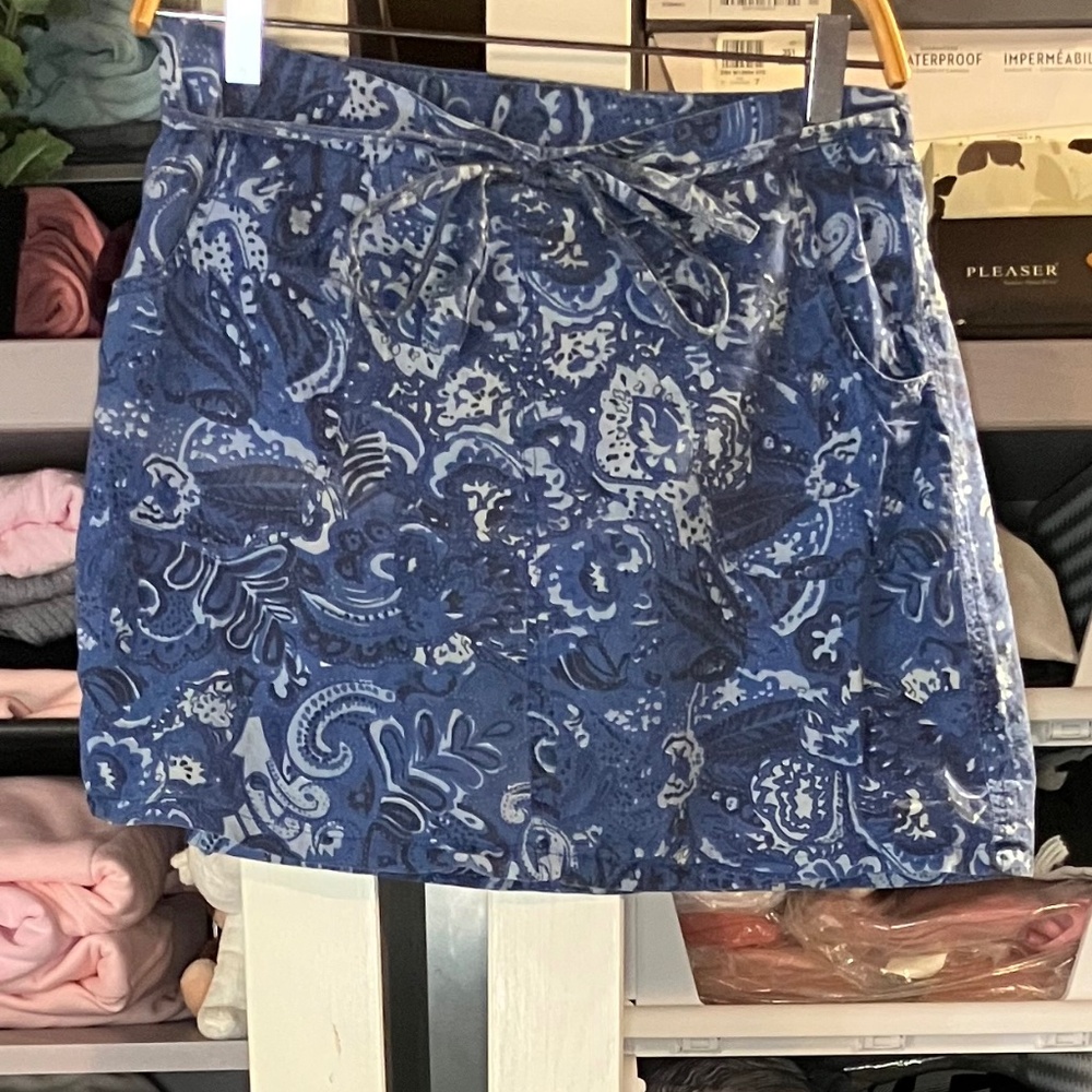 Smart Set Dark & Light Blue Wrap Around Cotton Skirt/Pockets